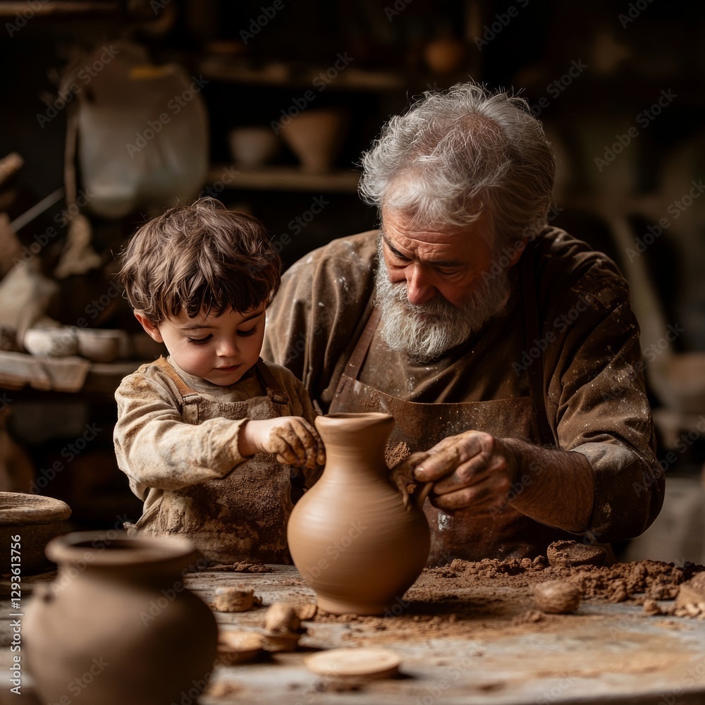 Master, child craft clay jug. Master, child craft clay jug.