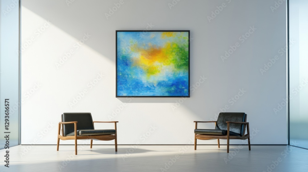 Abstract Art in Modern Interior: Serene Minimalist Space Abstract Art in Modern Interior: Serene Minimalist Space