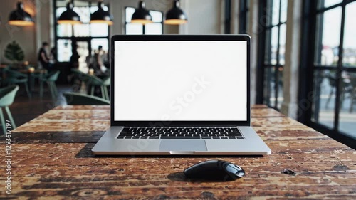 The Laptop on Rustic Table