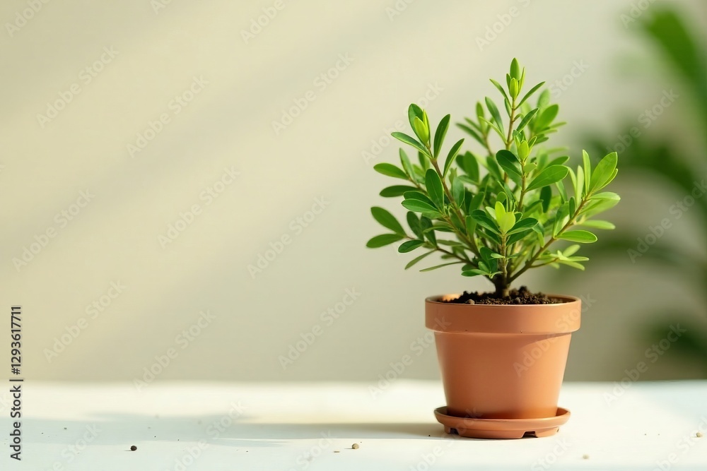 Fototapeta premium Potted jojoba plant thriving with specialized flower food, fertilizer, blooming