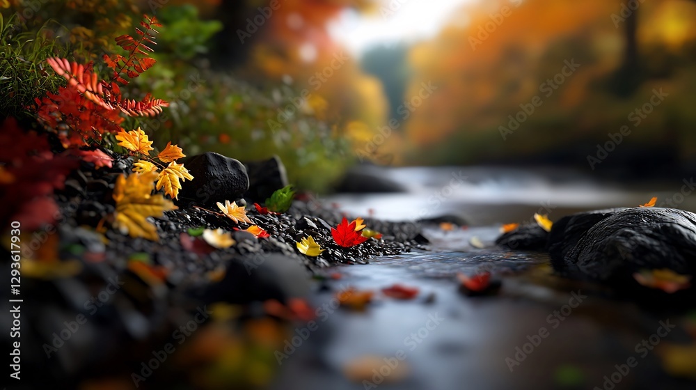 Autumnal Stream: A Serene Fall Landscape Autumnal Stream: A Serene Fall Landscape