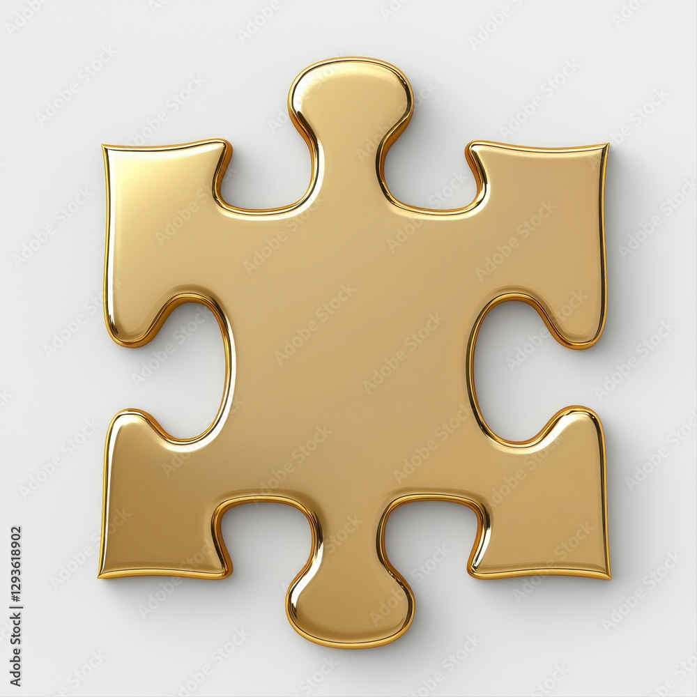A gleaming golden puzzle piece set against a crisp white background symbolizing problemsolving and creativity A gleaming golden puzzle piece set against a crisp white background symbolizing problemsolving and creativity
