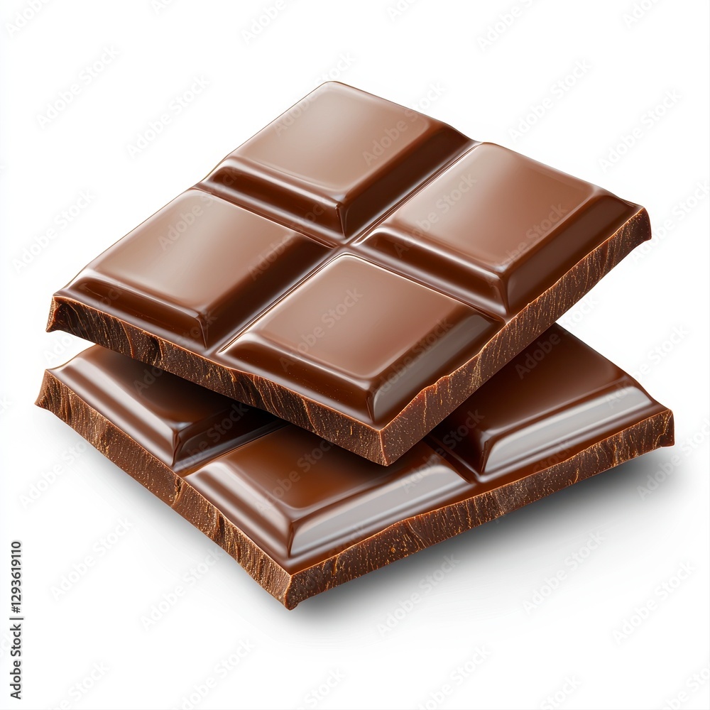 Three irresistibly delicious pieces of chocolate laid out beautifully on a clean white background for a sweet delight Three irresistibly delicious pieces of chocolate laid out beautifully on a clean white background for a sweet delight