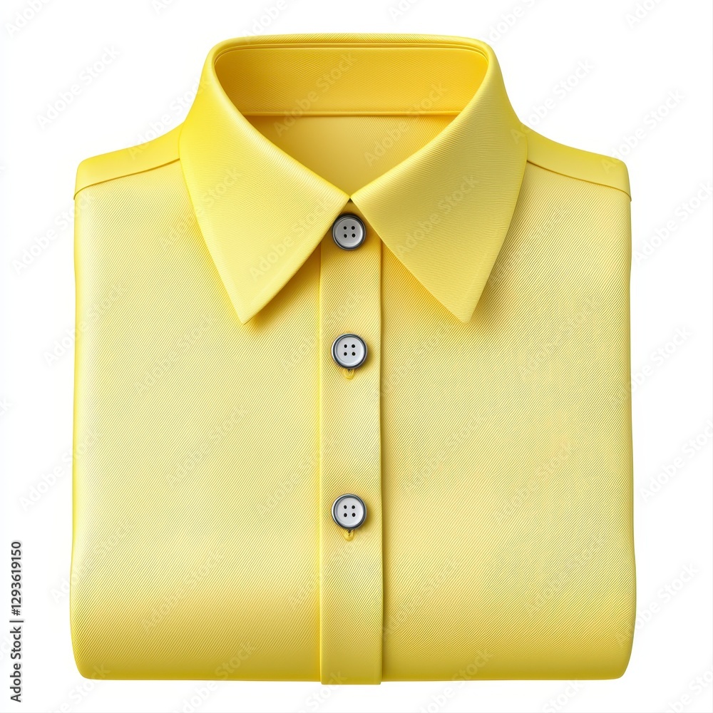Stylish yellow shirt featuring a button on the collar for a modern fashion statement Stylish yellow shirt featuring a button on the collar for a modern fashion statement