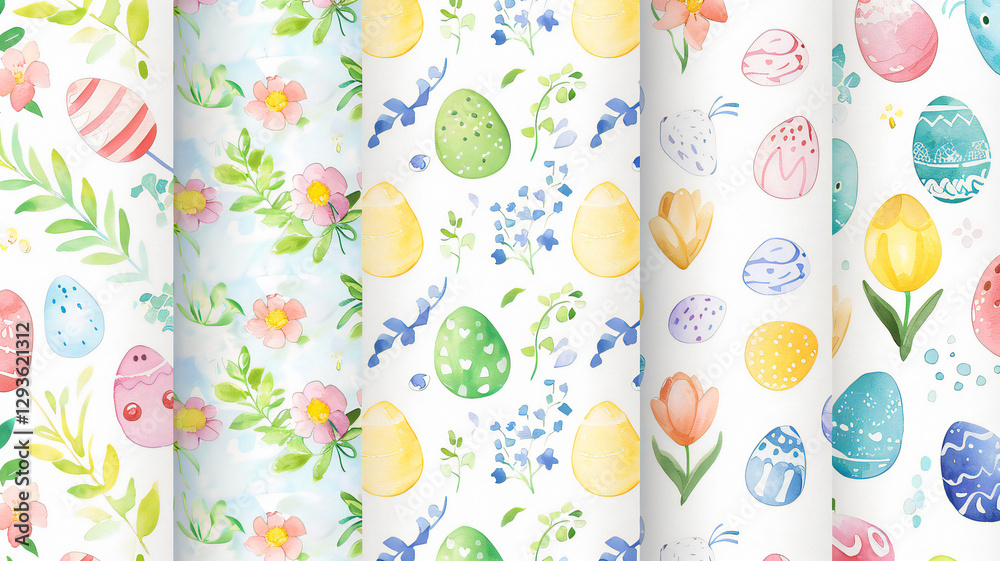 Spring Easter watercolor digital paper Spring Easter watercolor digital paper