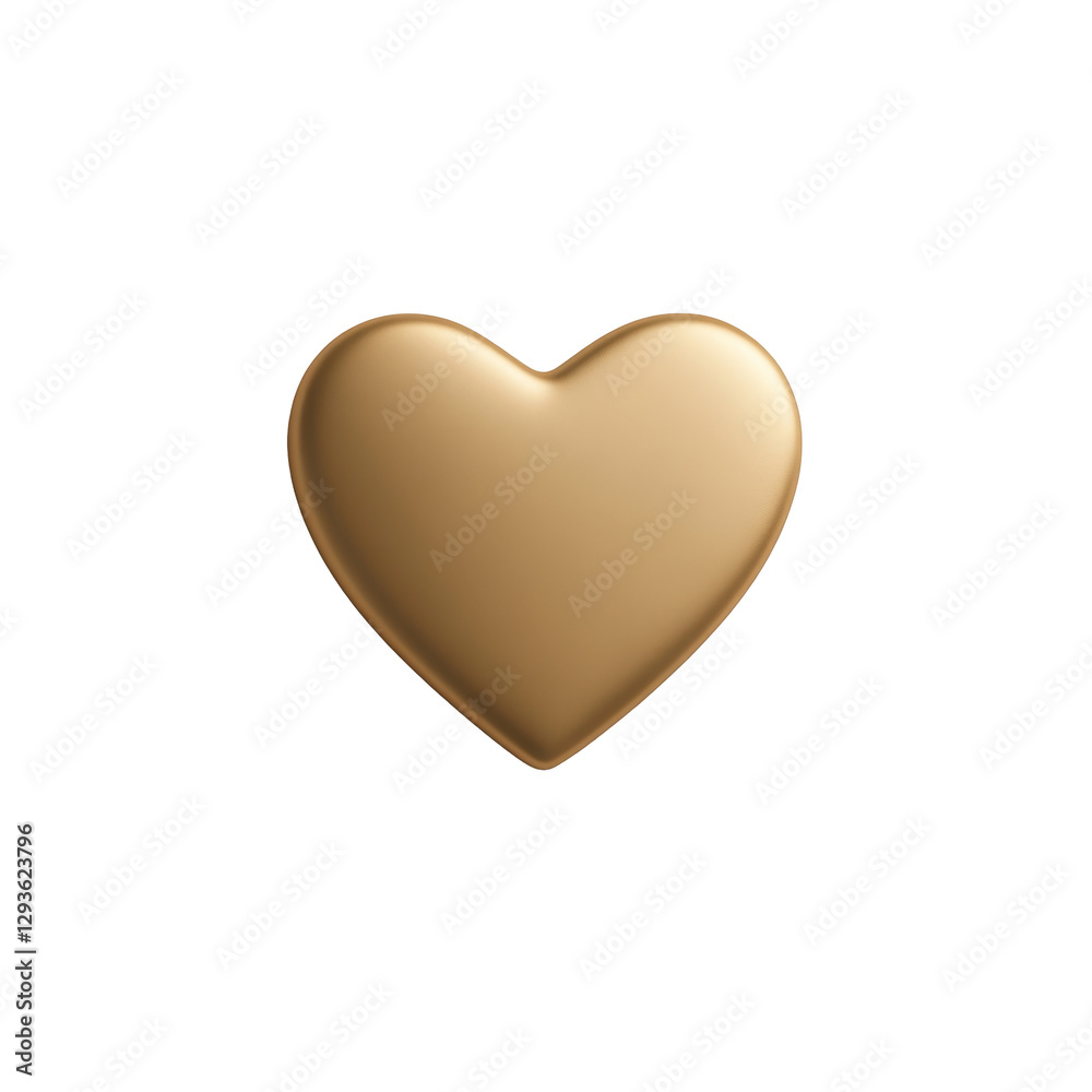 Golden heart shaped ornament with smooth metallic finish on all sides Golden heart shaped ornament with smooth metallic finish on all sides