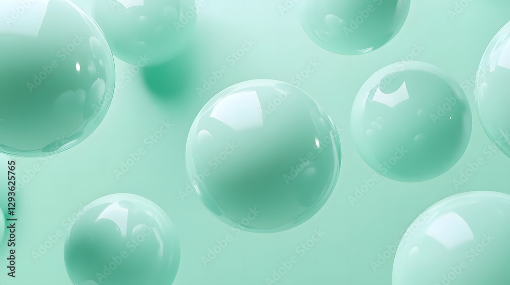 Floating Mint Green Bubbles in a Calm Atmosphere Floating Mint Green Bubbles in a Calm Atmosphere