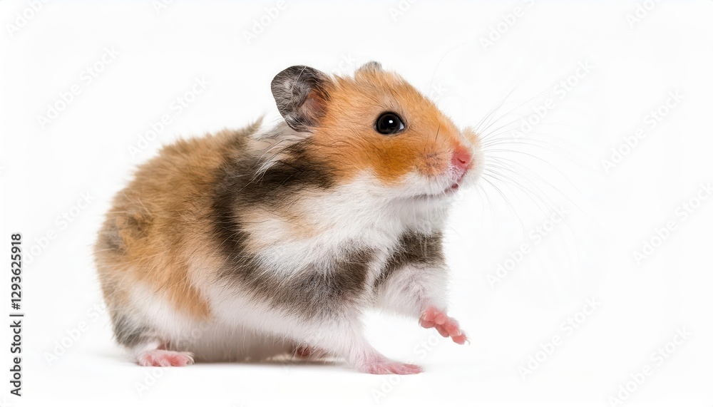 Isolated Hamster Standing on White Playful Mammal Defying Gravity in a Minimalist Setting, Showcasing Adorable Curiosity and Energy Isolated Hamster Standing on White Playful Mammal Defying Gravity in a Minimalist Setting, Showcasing Adorable Curiosity and Energy