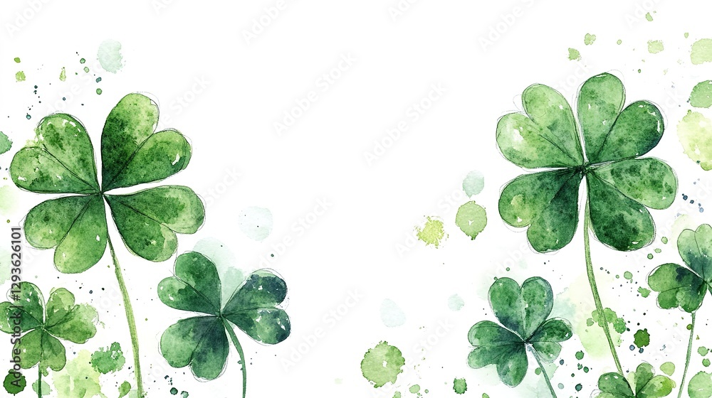 Clover frame, St. Patrick day background, watercolor
Clover frame, St. Patrick day background, watercolor