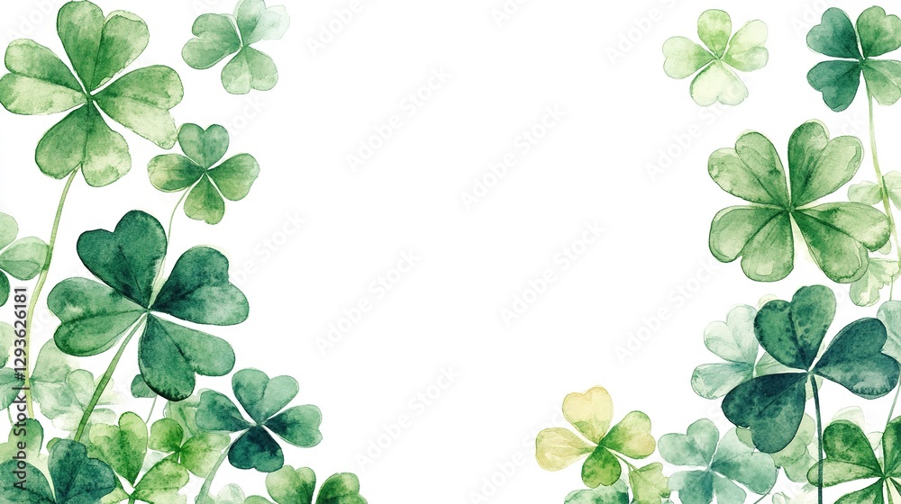 Clover frame, St. Patrick day background, watercolor
Clover frame, St. Patrick day background, watercolor