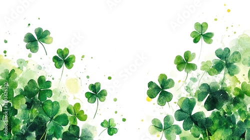 Clover frame, St. Patrick day background, watercolor	

