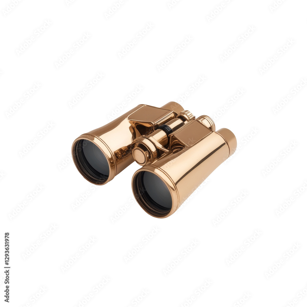 Elegant gold binoculars with smooth cylindrical design and shiny surface detail Elegant gold binoculars with smooth cylindrical design and shiny surface detail