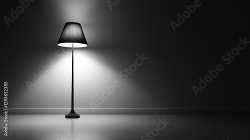Illuminated Floor Lamp in a Dark Room