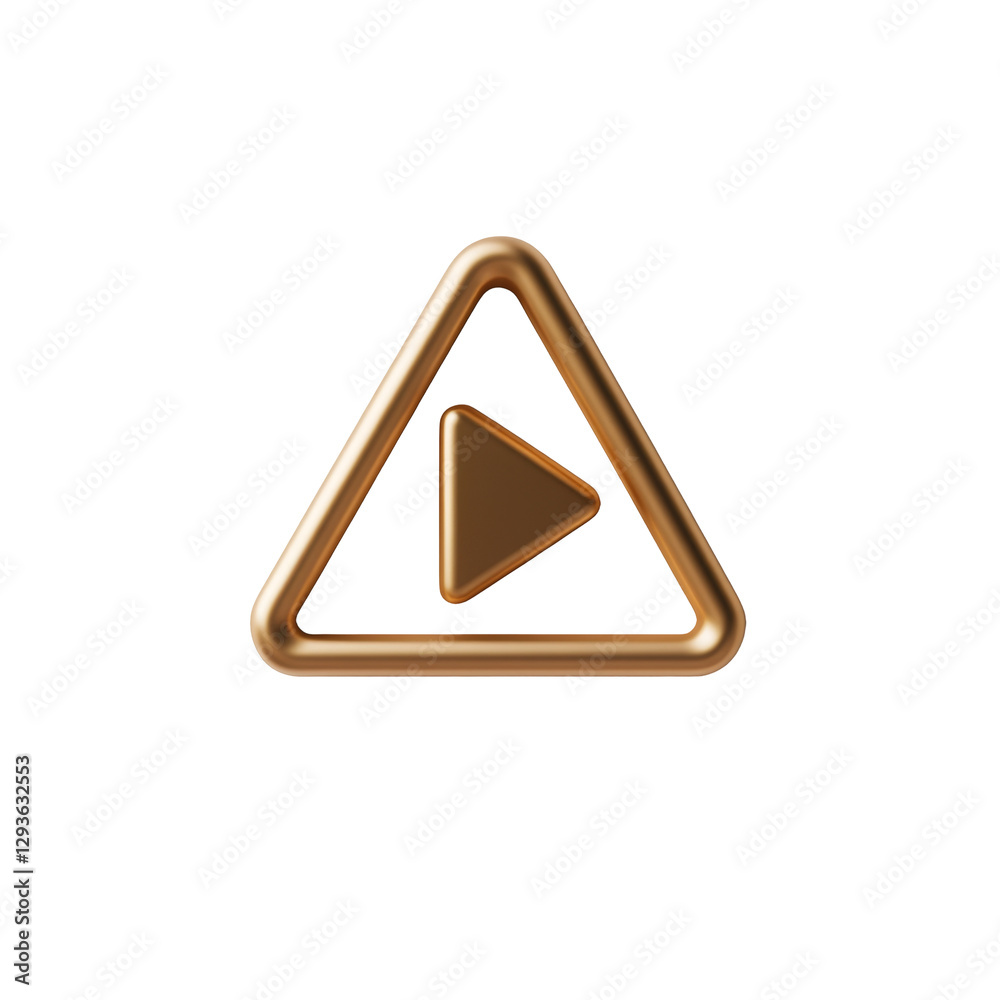 Bronze metal triangle symbol with arrow in the center design element icon Bronze metal triangle symbol with arrow in the center design element icon
