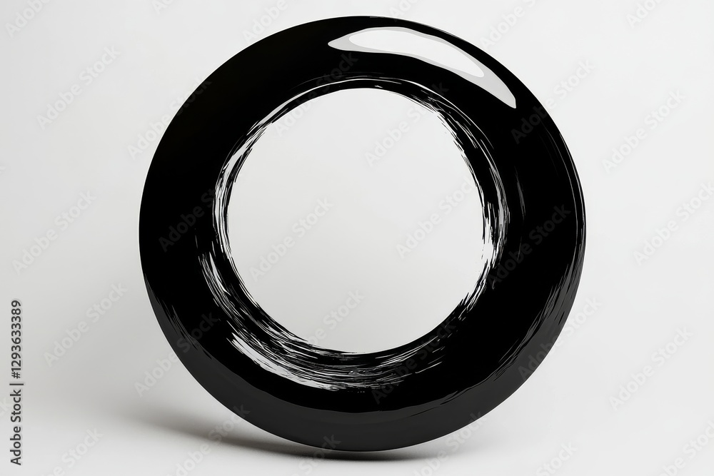 simple abstract black circle on a clean white background, generative AI simple abstract black circle on a clean white background, generative AI