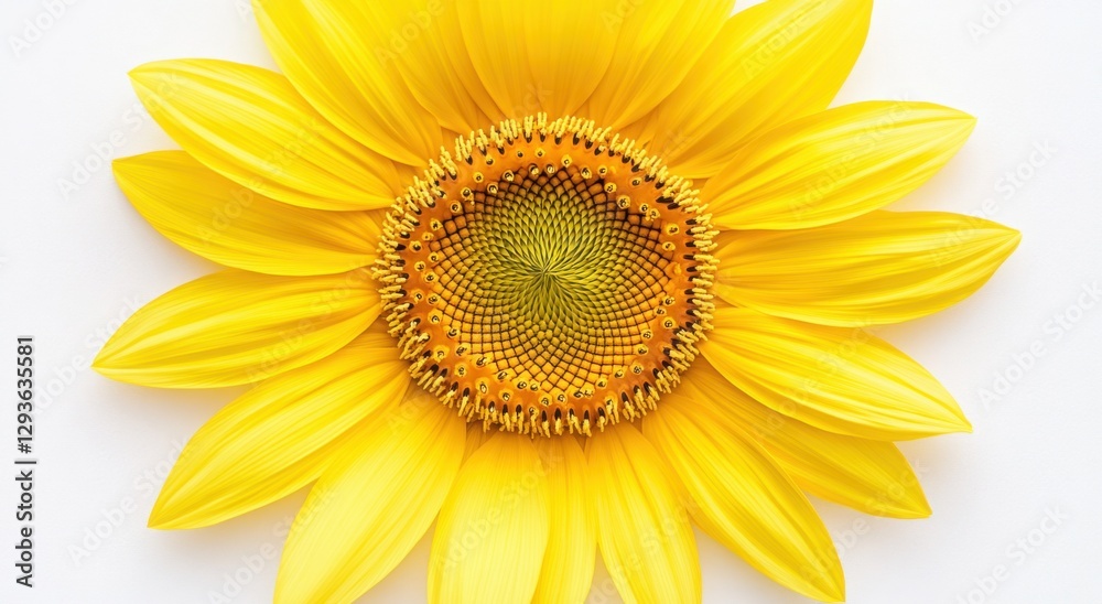 Fototapeta premium center-symmetry sunflower, the yellow petals radiating outwards from within, forming an intricate pattern with a symmetrical circular structure, which is the core of nature's beauty