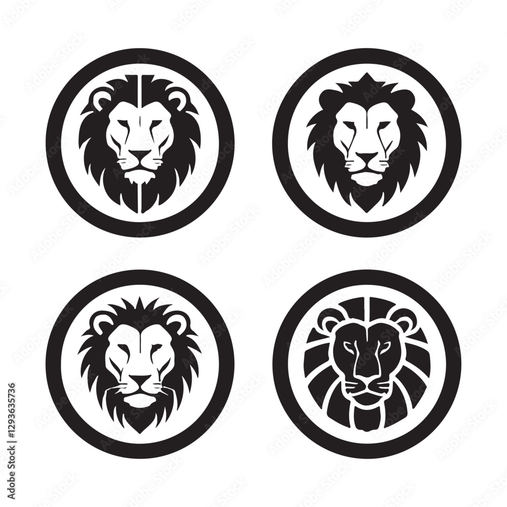 Black and White Lion Head vector Logos with white background
Black and White Lion Head vector Logos with white background