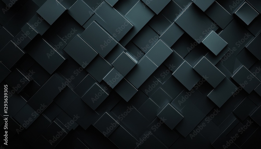 Dark Abstract Background with 3D Cubes and Geometric Texture Dark Abstract Background with 3D Cubes and Geometric Texture
