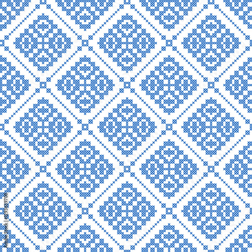 Seamless vector pattern with geometric ornament, Ukrainian ornament in ethnic style, identity, vyshyvanka, embroidery for print clothes, websites, banners