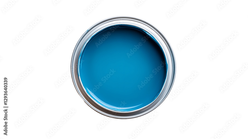 Open Can of Vibrant Blue Paint on Transparent Background, PNG Open Can of Vibrant Blue Paint on Transparent Background, PNG