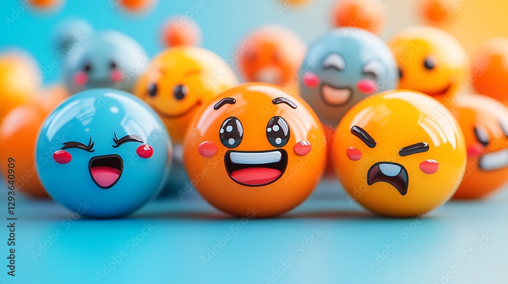 Animated Emoji Faces, Bright Background Animated Emoji Faces, Bright Background