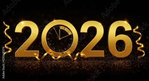 Glittering Gold 2026 New Year s Eve Clock Countdown Design