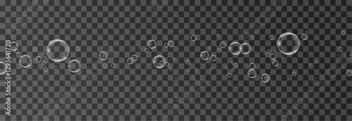 Png Glossy transparent soap bubble floating in the air, reflecting light. Delicate round sphere with a crystal-clear liquid drop effect. Shiny and clean water element, softly flying in a weightless