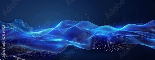 Dynamic Blue Particle Flow Abstract Background. Glowing Energy Waves. Digital Technology Concept. Futuristic Motion Design