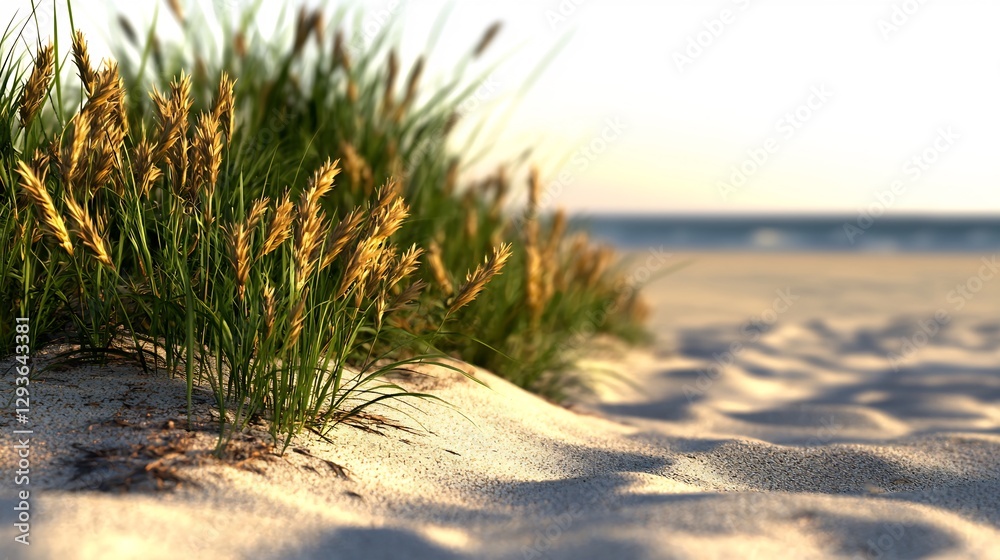 Golden Hour Beach Grass: Coastal Serenity