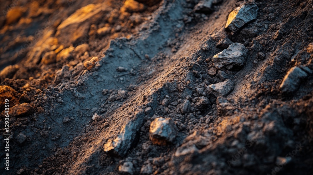 A close-up of loose rocks and soil sliding down a hill, revealing raw layers of earth beneath. A close-up of loose rocks and soil sliding down a hill, revealing raw layers of earth beneath.