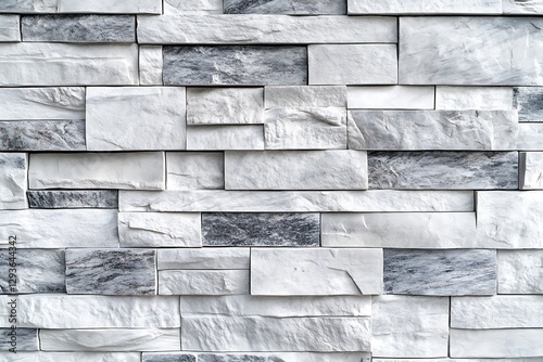 modern white brick wall texture background with grey stone tile accents  
 photo