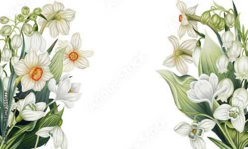 Canvas Print Frame with white spring flowers