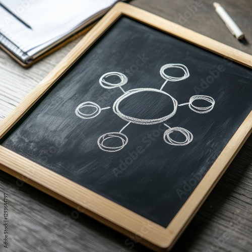 Explore visual strategies for brainstorming and creative thinking with this captivating image showcasing a chalkboard adorned with a hand-drawn mind map Dive into the world of diagrammatic
