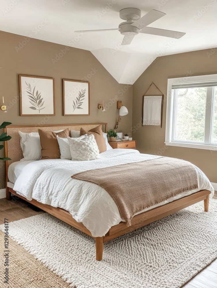 Fototapeta premium A Minimalist Bedroom With Modern Design And Decor