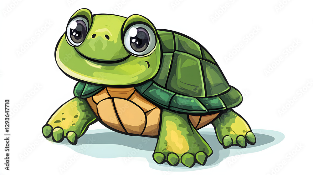 Fototapeta premium A cartoon turtle with a smile on its face