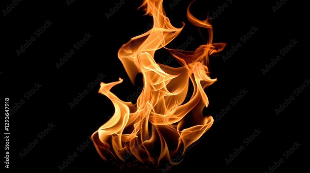 Fototapeta premium Fiery Orange and Yellow Flames Against a Black Background