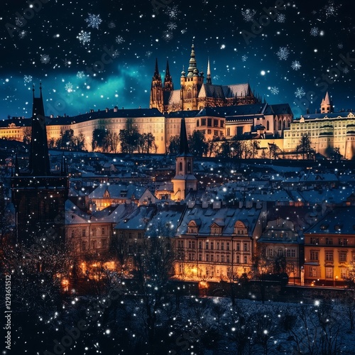 Gothic Prague castle, a winter dream.