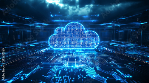 Futuristic Cloud Computing Technology Digital Storage Data Network Internet Server Cybersecurity Innovation photo