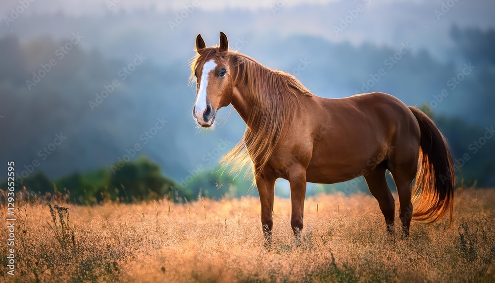 Playful Steed Amidst the Vibrant Meadow A Whimsical Equine Portrait, Bathed in Golden Rays and Adorned with Rich Patterns, Capturing the Spirit of Humor and Joy. Playful Steed Amidst the Vibrant Meadow A Whimsical Equine Portrait, Bathed in Golden Rays and Adorned with Rich Patterns, Capturing the Spirit of Humor and Joy.