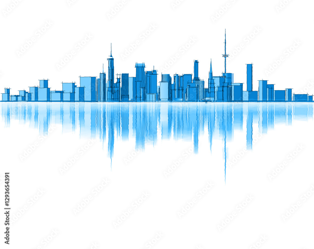 Obraz premium modern city panorama 3d illustration