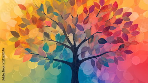 Tree of Diversity with Unique Leaves Representing Individuality and Inclusion in a Thriving Community