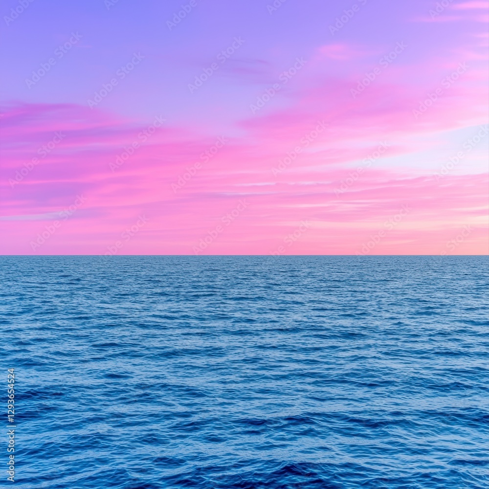 Fototapeta premium Majestic sunset displaying a spectacular array of colors in the sky with soft clouds above the horizon
