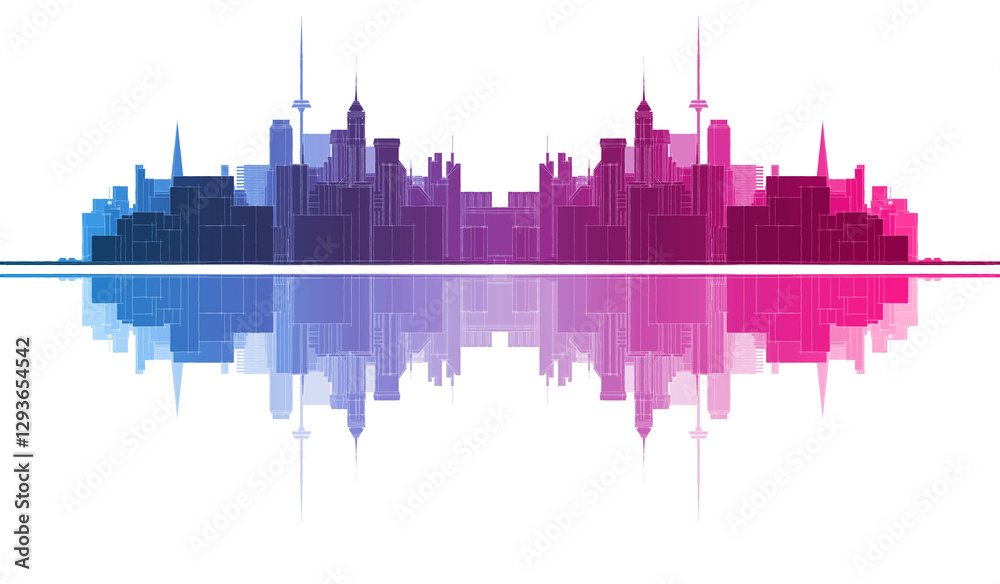 Obraz premium modern city panorama 3d illustration