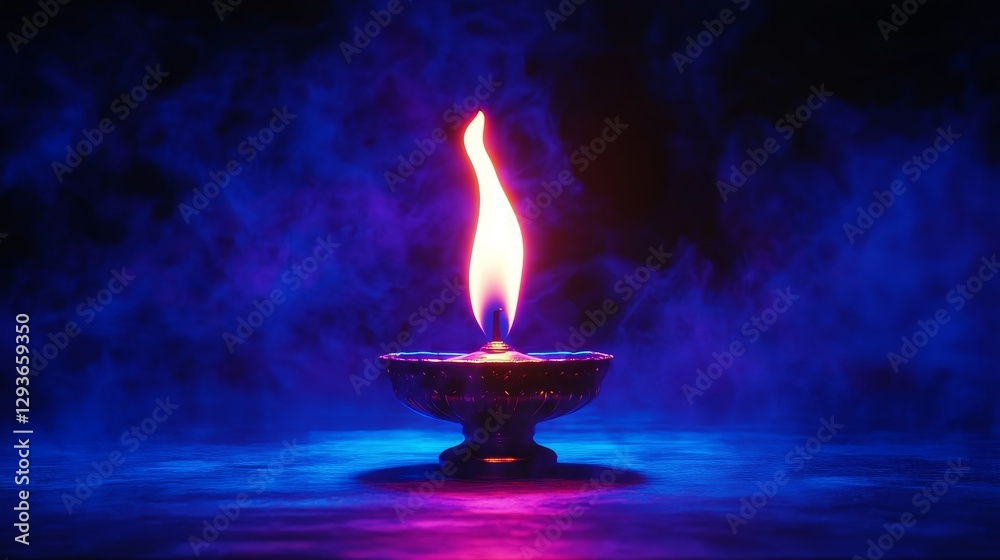 Illuminated Diya: A Festival of Lights - A single diya burns brightly, symbolizing hope, faith, purity, knowledge, and prosperity. Its warm glow illuminates the darkness Illuminated Diya: A Festival of Lights - A single diya burns brightly, symbolizing hope, faith, purity, knowledge, and prosperity. Its warm glow illuminates the darkness