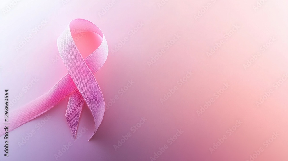 Pink ribbon on soft pink background for breast cancer awareness Pink ribbon on soft pink background for breast cancer awareness
