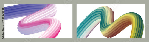 Abstract volumetric background. Cords. set of two illustrations. Toothpaste in a tube. Minimalism. Creative modern background. Cover design, wallpaper, background. eps vector.