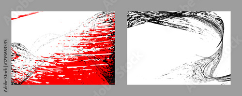 Strokes of black and red paint on a white background. Set of two templates. Graffiti element. Design template for the design of banners, posters, booklets, covers, magazines. EPS 10