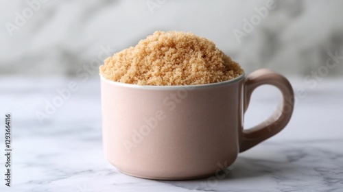 Measuring Cup of Brown Sugar for Baking Preparation
