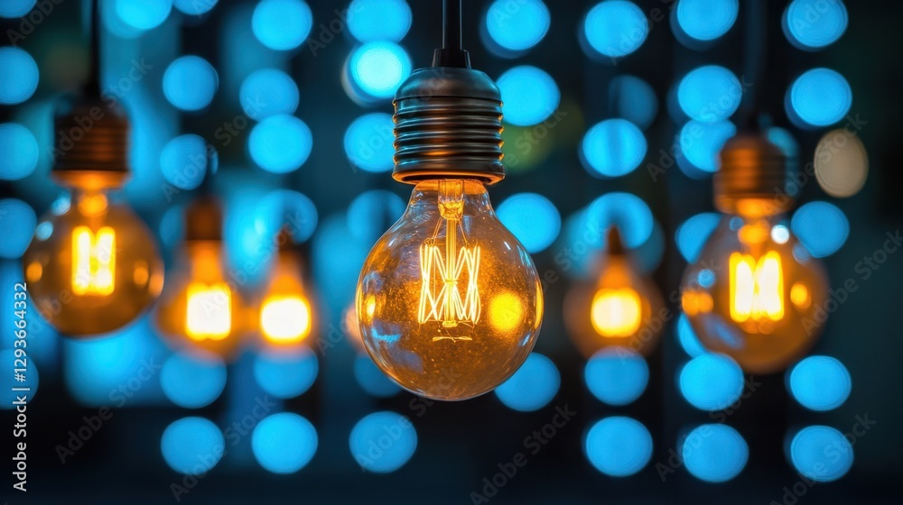 A cluster of various light bulbs suspended from the ceiling creates an inviting and illuminated atmosphere in the space. A cluster of various light bulbs suspended from the ceiling creates an inviting and illuminated atmosphere in the space.