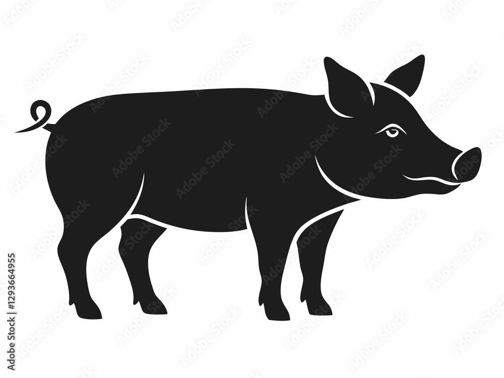 pig silhouette icon set against a clean white background. pig silhouette icon set against a clean white background.